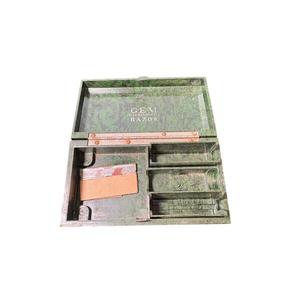 Vintage 1950's GEM Safety Razor Case Green Box - Case Only - Picture 3 of 5